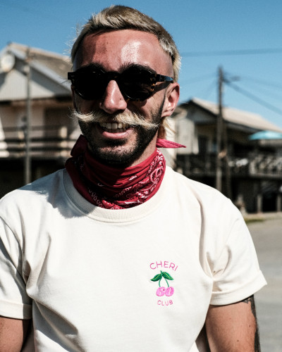 Tshirt cheri club blanc cassé